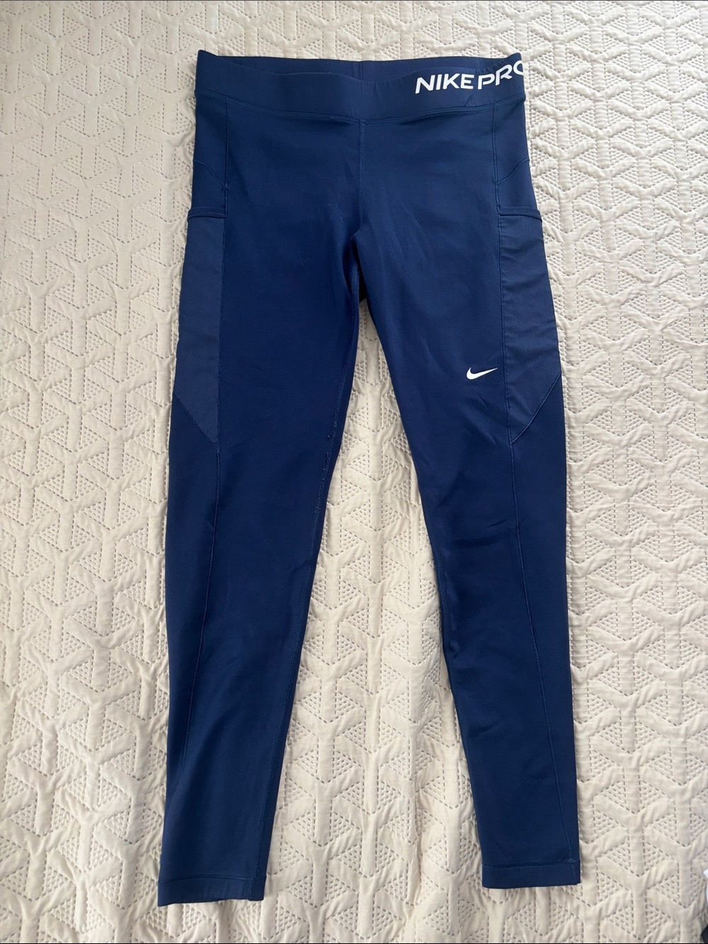 Nike Pro Navy Blue Workout Tights with Side Pockets